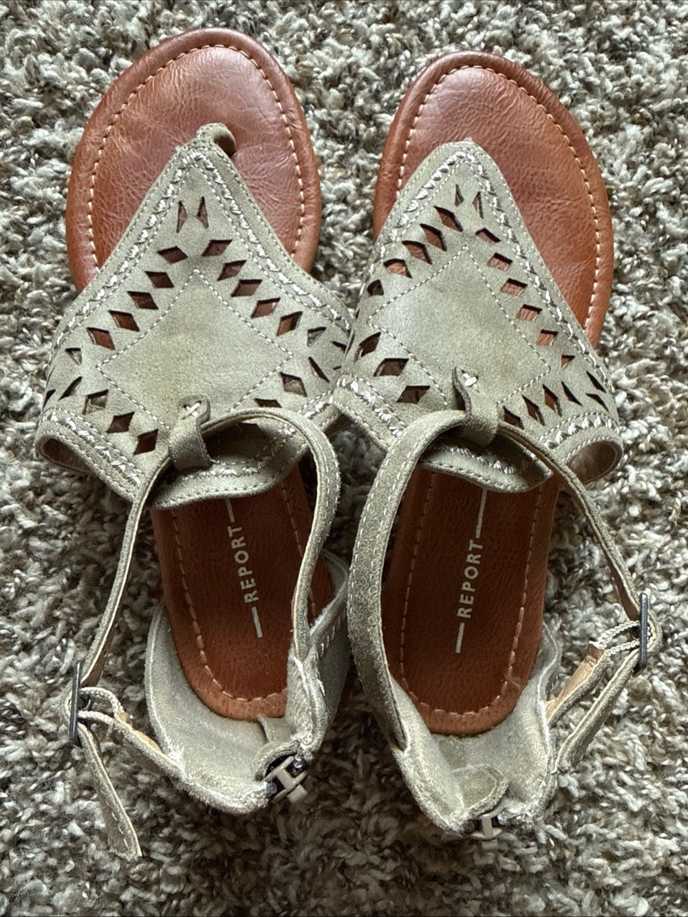 Report Taupe Suede Cutout Slingback Sandals